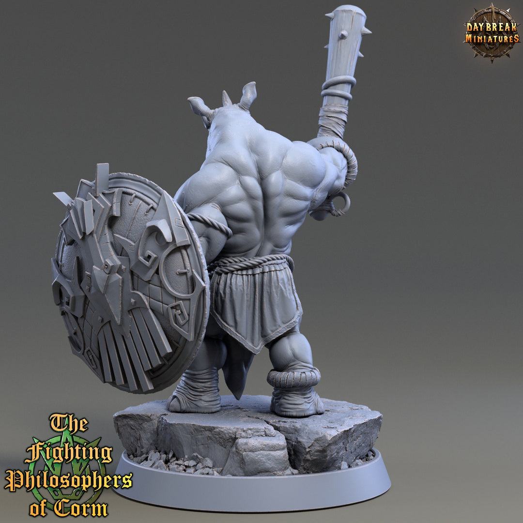 Rhinokin, Rhino-folk Warrior Scales: 28mm, 32mm,54mm,75mm | D&amp;D 5e Megaboss | Dungeons and Dragons | Pathfinder | Daybreak Miniatures