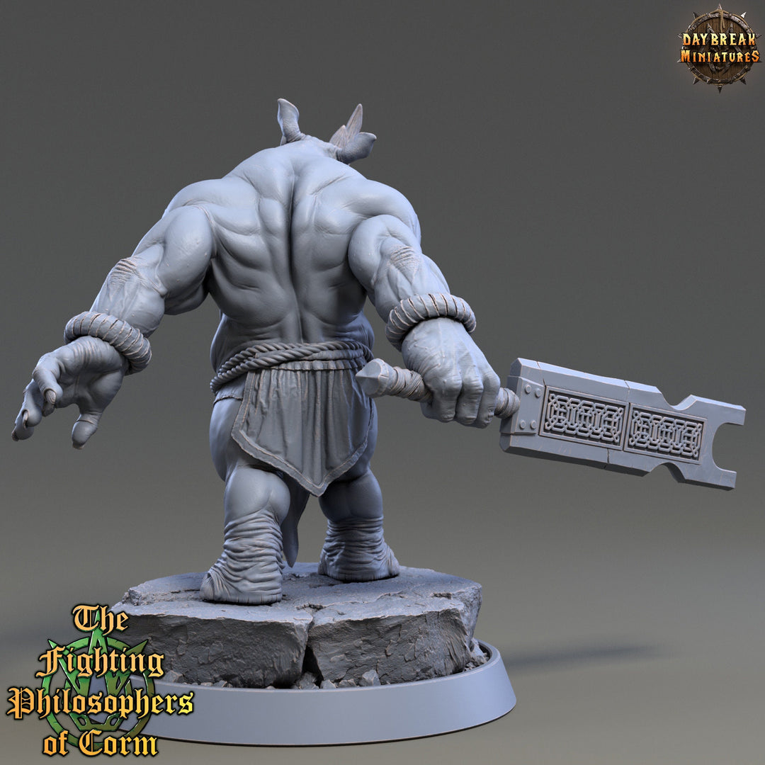 Rhinokin, Rhino-folk Warrior Scales: 28mm, 32mm,54mm,75mm | D&amp;D 5e Megaboss | Dungeons and Dragons | Pathfinder | Daybreak Miniatures