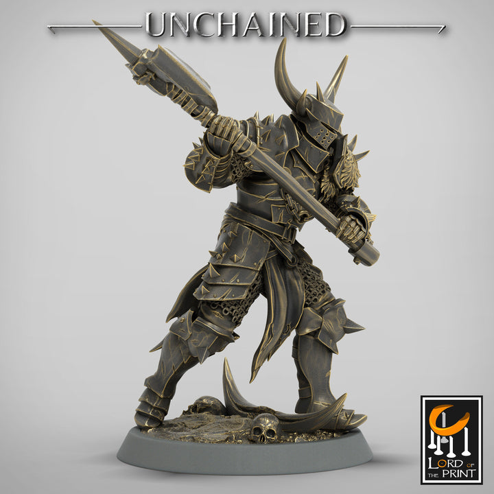 Fighter Great Axe, Light Soldier, Oathbreaker Paladin, Unpainted | 28mm, 32mm,54mm,75mm Scales | Dungeons and Dragons | Pathfinder |