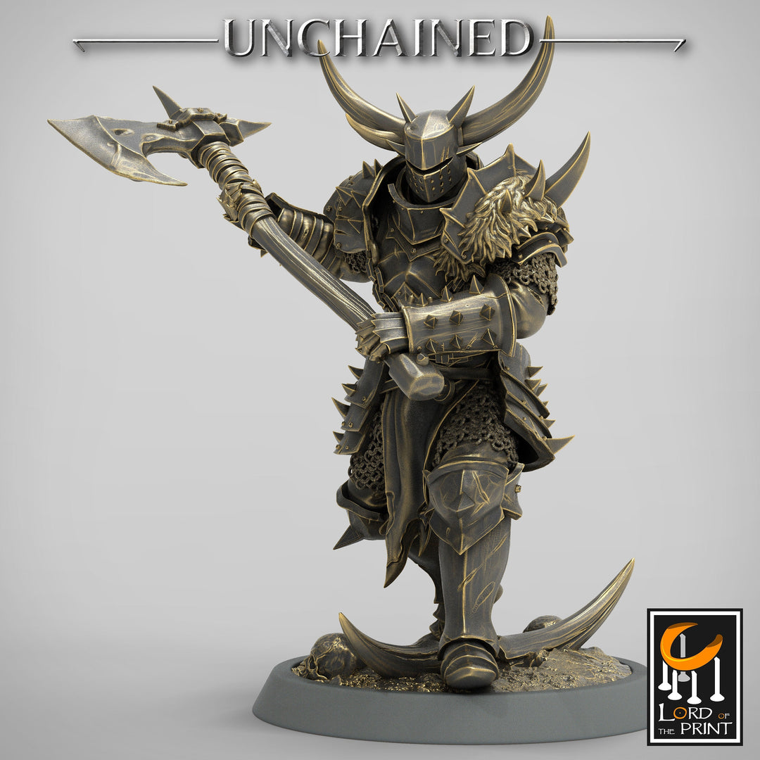 Fighter Great Axe, Light Soldier, Oathbreaker Paladin, Unpainted | 28mm, 32mm,54mm,75mm Scales | Dungeons and Dragons | Pathfinder |