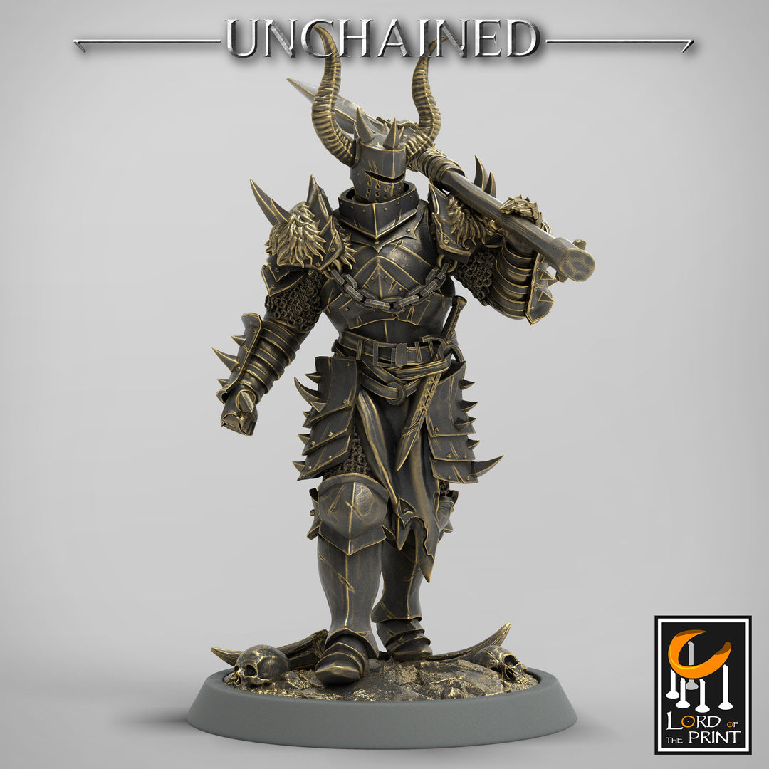 Fighter Great Axe, Light Soldier, Oathbreaker Paladin, Unpainted Miniature | 28mm, 32mm,75mm Scales | Dungeons and Dragons | Pathfinder |