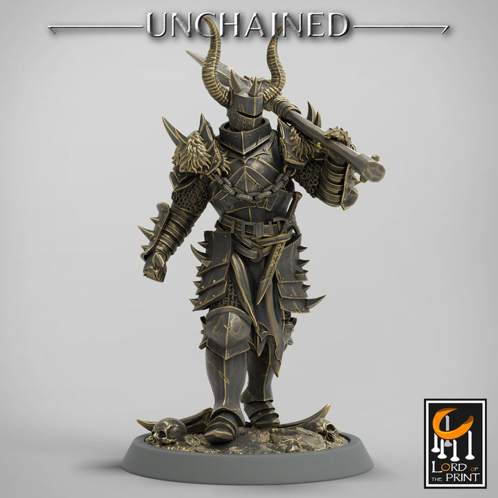 Fighter Great Axe, Light Soldier, Oathbreaker Paladin, Unpainted Miniature | 28mm, 32mm,75mm Scales | Dungeons and Dragons | Pathfinder |