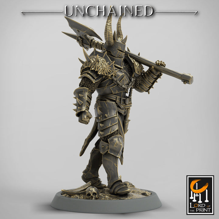 Fighter Great Axe, Light Soldier, Oathbreaker Paladin, Unpainted Miniature | 28mm, 32mm,75mm Scales | Dungeons and Dragons | Pathfinder |