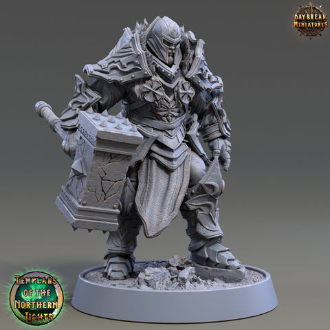 Oath of Devotion Paladin Unpainted | 28mm, 32mm, 54mm, 75mm Scales | 100mm Tall | Dungeons and Dragons | Pathfinder | Daybreak Miniatures