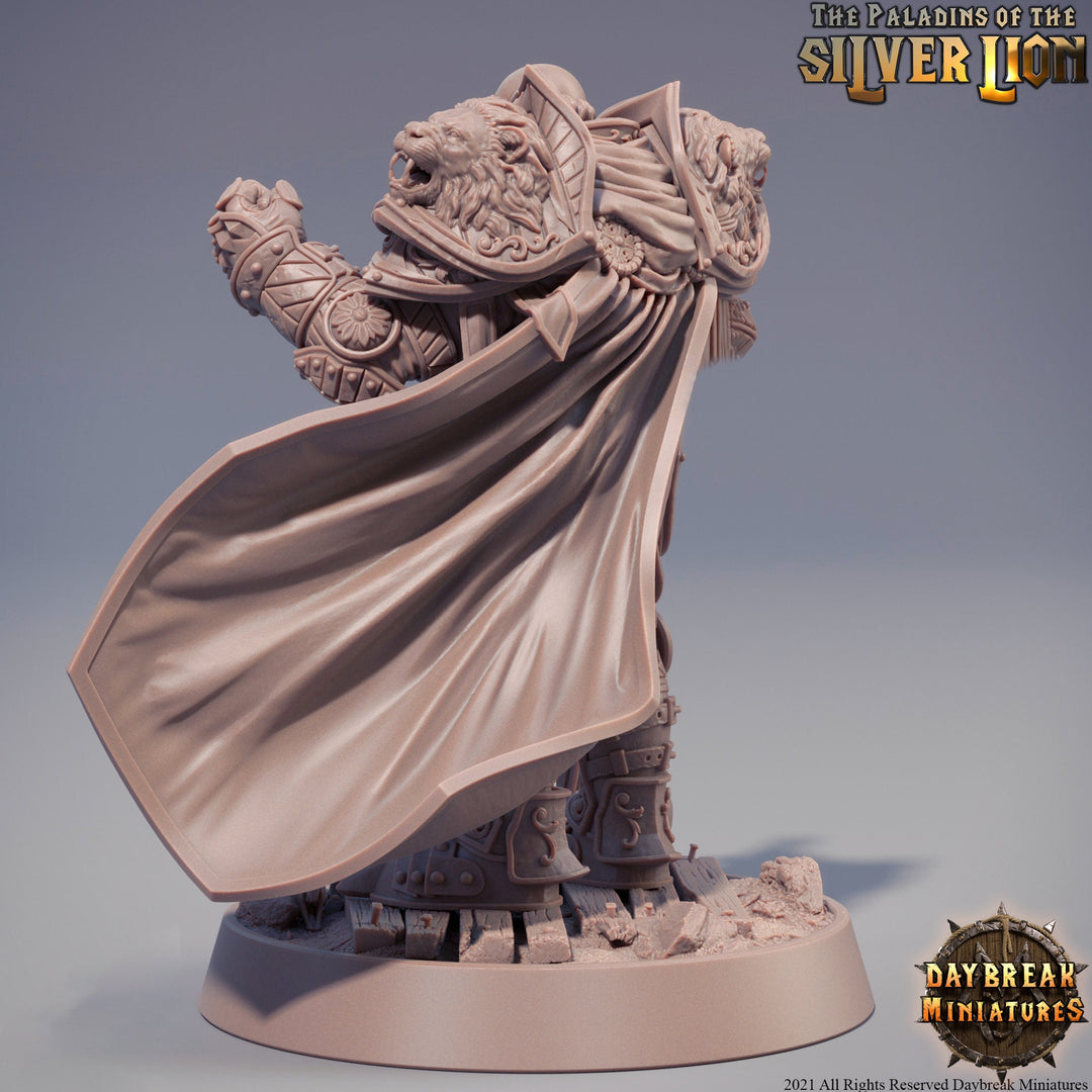 Paladin | Knight Templar | Miniature | Heavy Armor | Dungeons and Dragons | 28mm Scale | 32mm scale | Pathfinder | Figure for Painting|