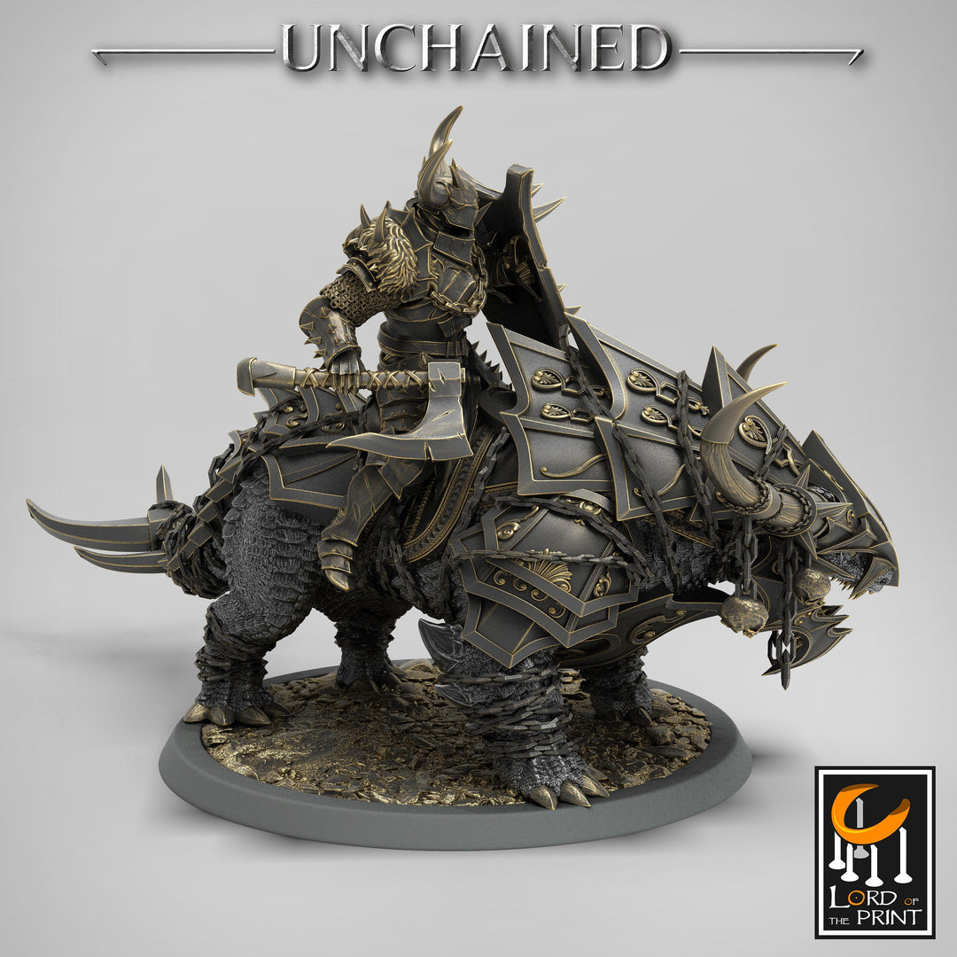 Chaos Knight on Armored Muscular Beast, Oathbreaker Paladin | Dungeons and Dragons 5e | 28mm,32mm,54mm,75mm Scale | Pathfinder |