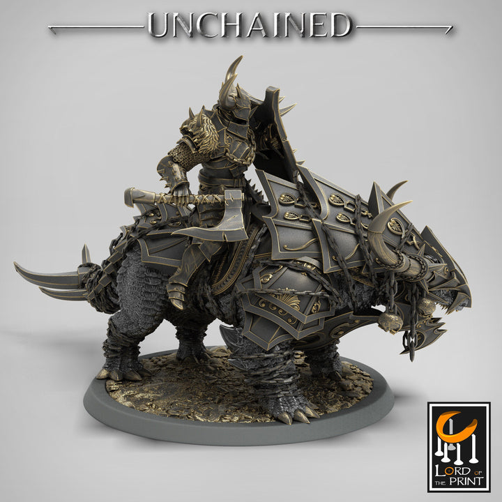 Chaos Knight on Armored Muscular Beast, Oathbreaker Paladin | Dungeons and Dragons 5e | 28mm,32mm,54mm,75mm Scale | Pathfinder |