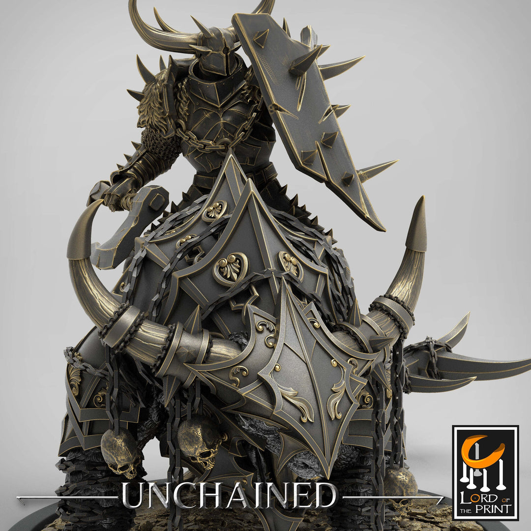 Chaos Knight on Armored Muscular Beast, Oathbreaker Paladin | Dungeons and Dragons 5e | 28mm,32mm,54mm,75mm Scale | Pathfinder |