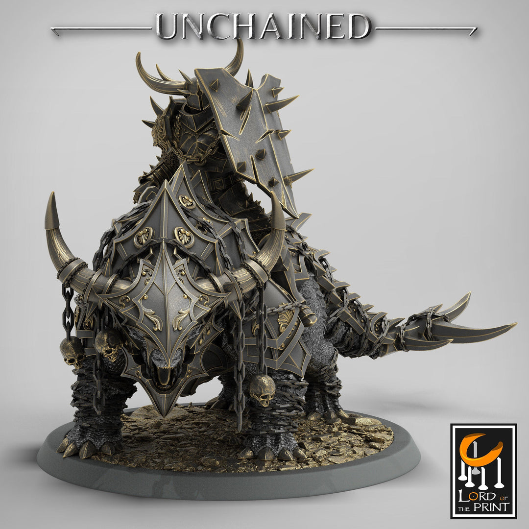 Chaos Knight on Armored Muscular Beast, Oathbreaker Paladin | Dungeons and Dragons 5e | 28mm,32mm,54mm,75mm Scale | Pathfinder |