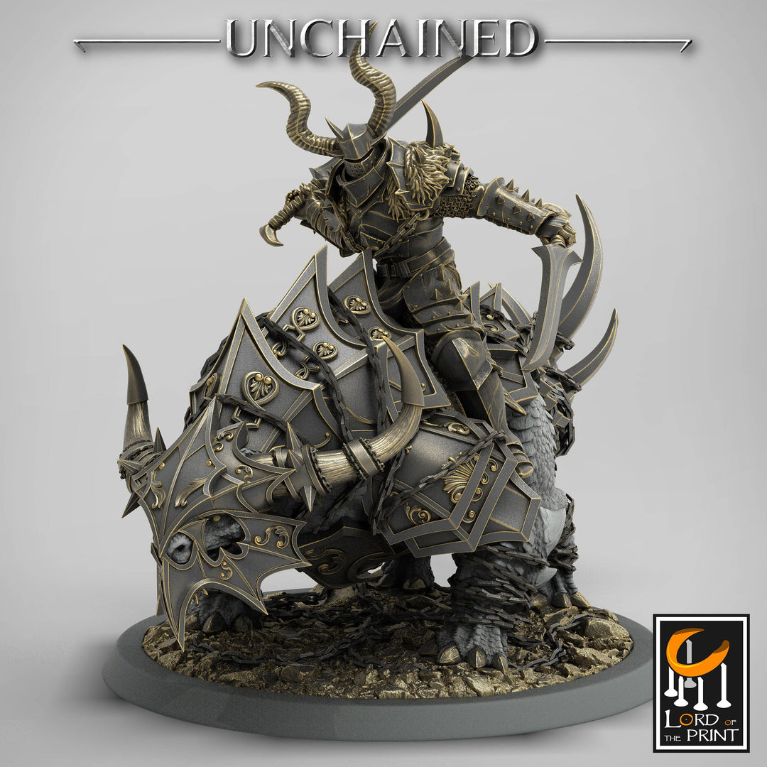 Chaos Knight on Armored Muscular Beast, Oathbreaker Paladin | Dungeons and Dragons 5e | 28mm,32mm,54mm,75mm Scale| Pathfinder |