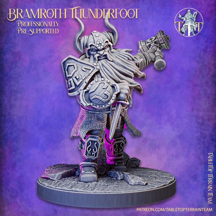 Dwarf Fighter Paladin Battle Hammer | Dungeons and Dragons Resin Figure Miniature | 28mm,32mm,75mm Scales | Pathfinder Mini for Painting |