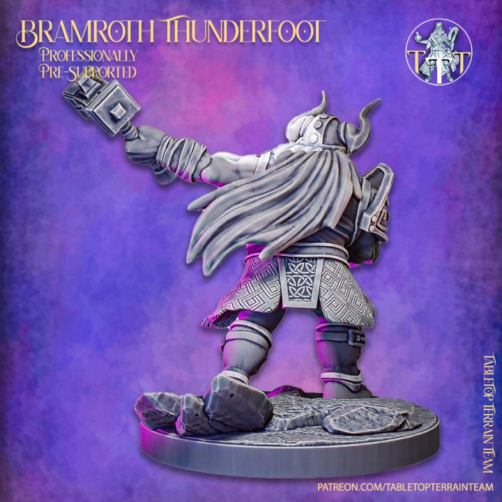 Dwarf Fighter Paladin Battle Hammer | Dungeons and Dragons Resin Figure Miniature | 28mm,32mm,75mm Scales | Pathfinder Mini for Painting |