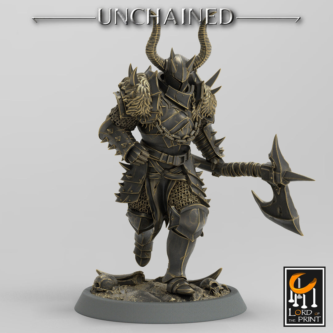 Fighter Great Axe, Light Soldier, Oathbreaker Paladin, Unpainted Miniature | 28mm, 32mm,75mm Scales | Dungeons and Dragons | Pathfinder |
