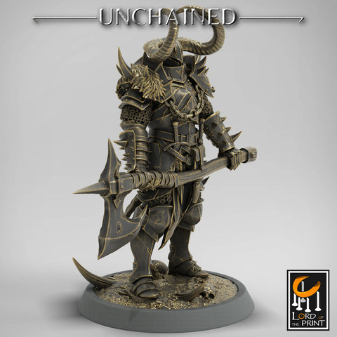 Fighter Great Axe, Light Soldier, Oathbreaker Paladin, Unpainted Mini | 28mm,32mm,54mm,75mm,100mm Scales | Dungeons & Dragons | Pathfinder