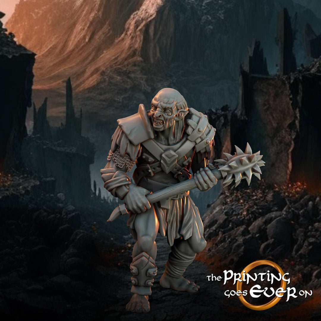 Orc / Half-Orc Fighter with Mace Miniature PC NPC | 28mm, 32mm,54mm,75mm Scales | Pathfinder Figure | DnD 5E| Figurine unpainted |