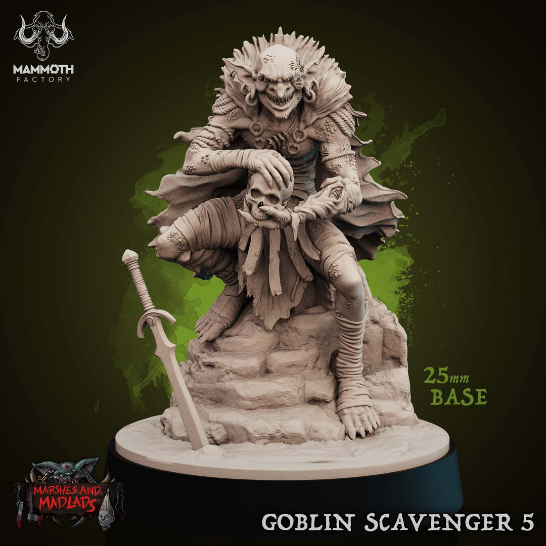 Goblin with Short Sword Scavenger | Dungeons and Dragons | 28mm,32mm,54mm,75mm Scales | Pathfinder Mini for Painting | Mammoth Factory