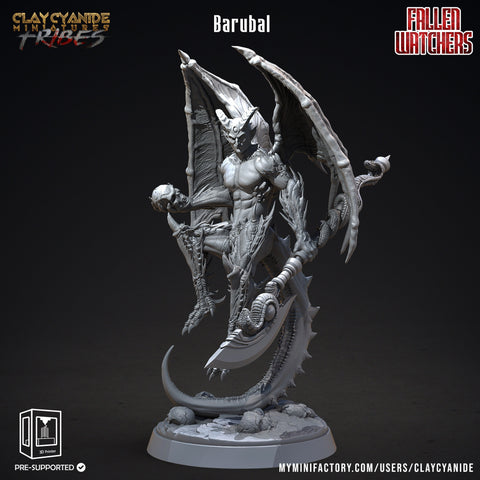 Barubal Fallen Angel Demon | 28mm, 32 mm, 75mm Scale | Resin Miniature | Dungeons and Dragons | Pathfinder | D&D 5e | Clay Cyanide