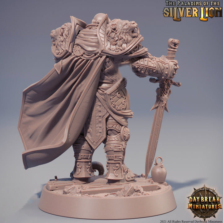 Paladin | Knight Templar | Miniature | Heavy Armor | Dungeons and Dragons | 28mm Scale | 32mm scale | Pathfinder | Figure for Painting|