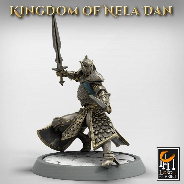 High Elf Helm on Two Weapon Master, Moon Elf, Eladrin Unpainted Miniature | 28mm, 32mm,75mm Scales | Dungeons and Dragons | Pathfinder |
