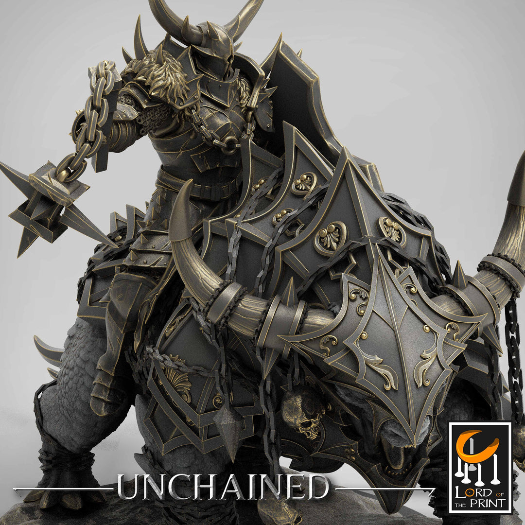 Chaos Knight on Armored Muscular Beast Flail and Shield, Oathbreaker Paladin |Dungeons and Dragons |28m,32mm,54mm,75mm Scale | Pathfinder