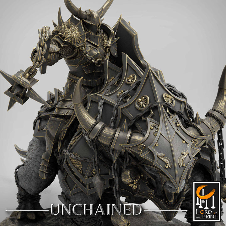 Chaos Knight on Armored Muscular Beast Flail and Shield, Oathbreaker Paladin |Dungeons and Dragons |28m,32mm,54mm,75mm Scale | Pathfinder