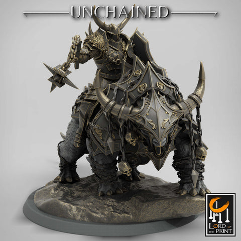 Chaos Knight on Armored Muscular Beast Flail and Shield, Oathbreaker Paladin |Dungeons and Dragons |28m,32mm,54mm,75mm Scale | Pathfinder