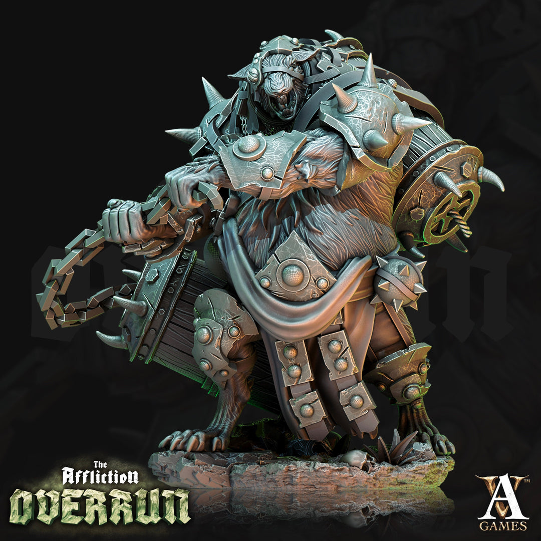 Wererat in Heavy Armor w/ Chain Barrel flail | Resin Miniature | Dungeons and Dragons | 28mm,32mm,75mm Scales | Pathfinder ratfolk |D&D