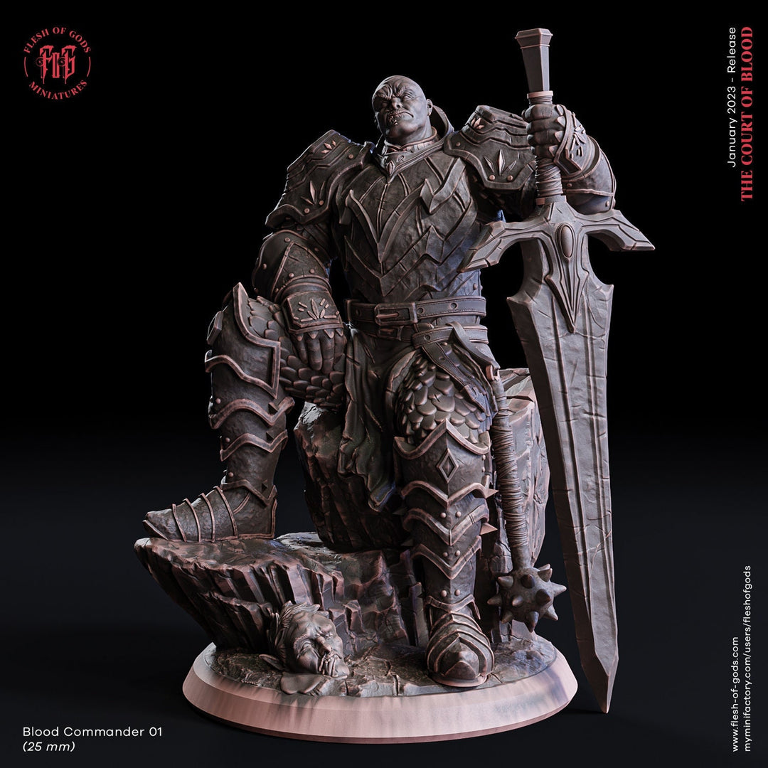 Human Fighter Evil Weapon Master, Oathbreaker Paladin | 28mm, 32mm,54mm,75mm, 100mm Scales | Player Character Mini-D&D 5e | Flesh of Gods