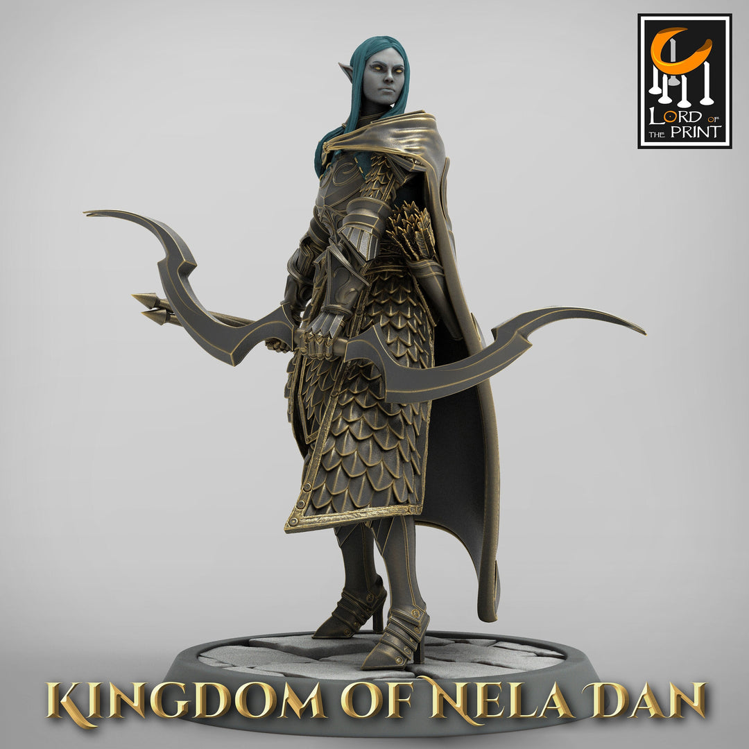 High Elf Archer Sharpshooter Fighter , Moon Elf, Eladrin Unpainted Miniature | 28mm, 32mm,75mm Scales | Dungeons and Dragons | Pathfinder |