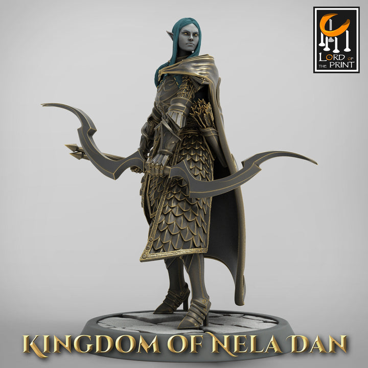 High Elf Archer Sharpshooter Fighter , Moon Elf, Eladrin Unpainted Miniature | 28mm, 32mm,75mm Scales | Dungeons and Dragons | Pathfinder |