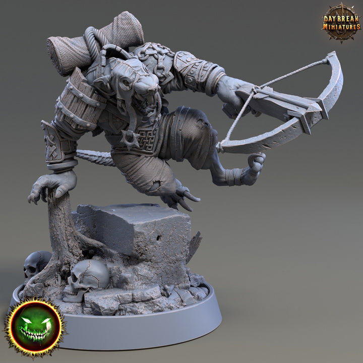 Wererat Crossbow Expert, Ratfolk, Ratman |Resin| Dungeons and Dragons 5e | 28mm,32mm,54m,75mm Scales | Pathfinder D&amp;D | Daybreak Miniatures