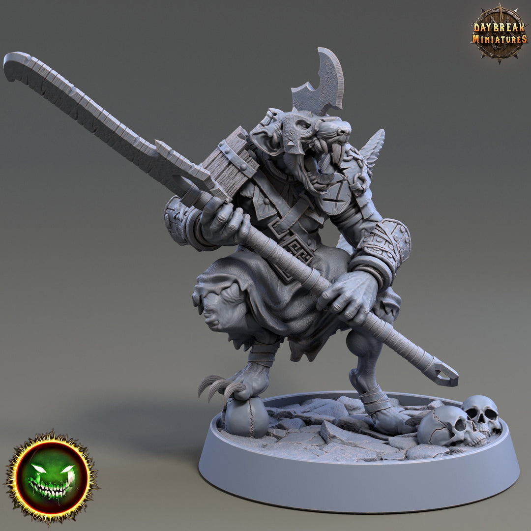 Wererat 2handed Weapon, Ratfolk, Ratman |Resin| Dungeons and Dragons 5e | 28mm,32mm,54m,75mm Scales | Pathfinder D&D | Daybreak Miniatures