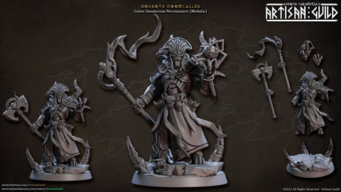 Warforged Necromancer, Wizard PC NPC | 28mm, 32mm, 75mm Scale Resin | Dungeons and Dragons | Nogroth Doomcaller | Artisan Guild