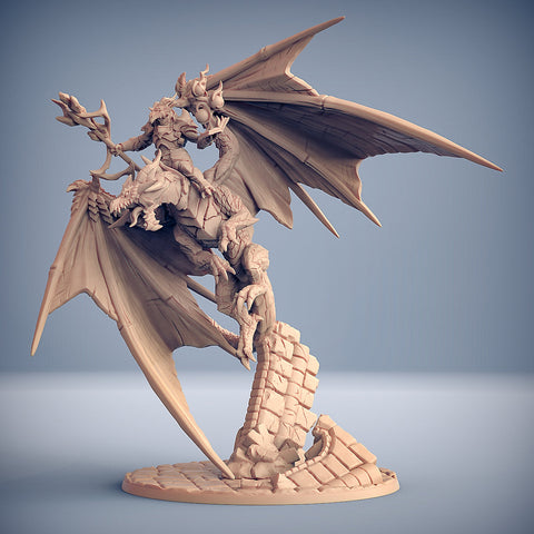 Dragonborn Wizard Sorcerer, Battle Mage mounted on Dragon | 28mm, 32mm, 54mm, 75mm Scale Resin| Dungeons and Dragons 5E | Pathfinder |