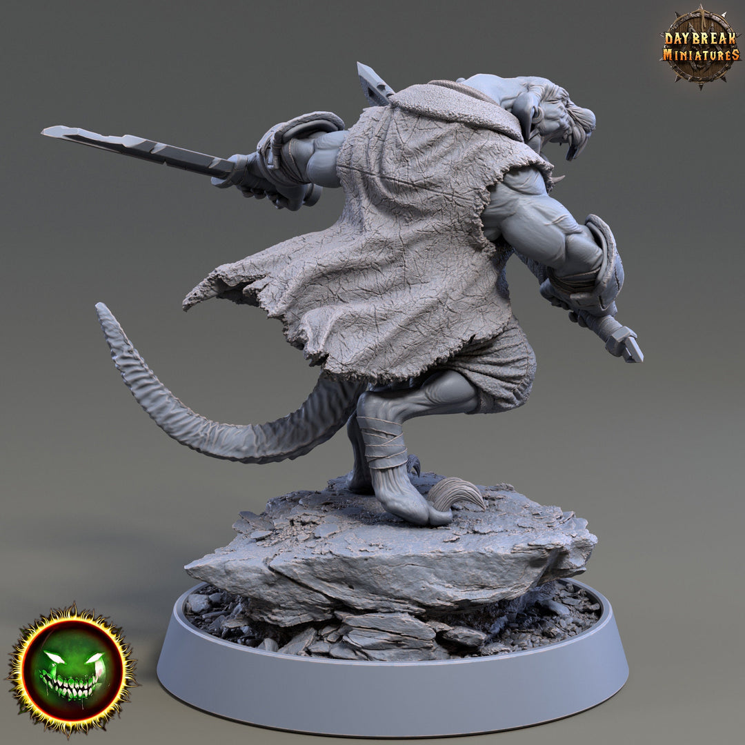 Wererat Sword and Dagger, Ratfolk, Ratman |Resin| Dungeons and Dragons 5e | 28mm,32mm,54m,75mm Scales | Pathfinder D&amp;D | Daybreak Miniatures
