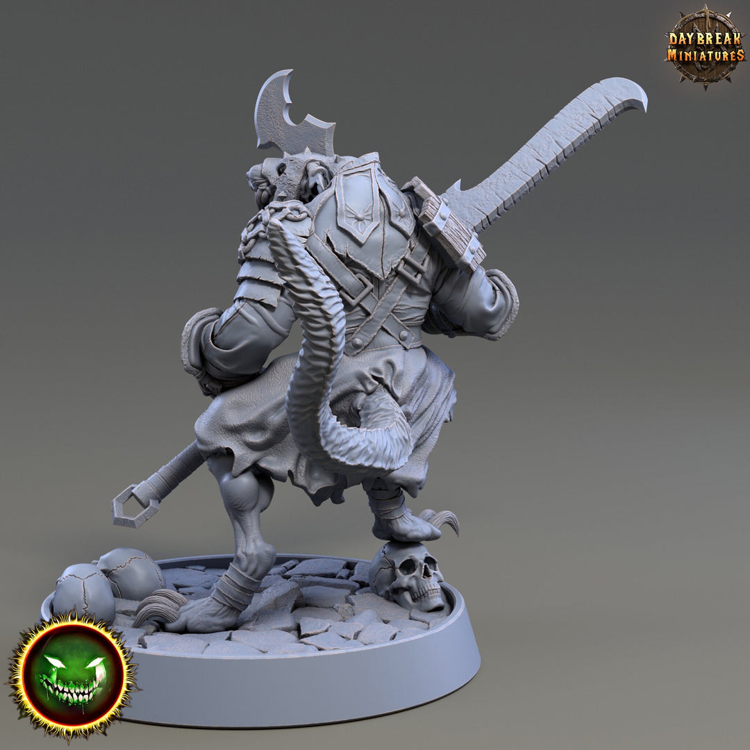 Wererat 2handed Weapon, Ratfolk, Ratman |Resin| Dungeons and Dragons 5e | 28mm,32mm,54m,75mm Scales | Pathfinder D&amp;D | Daybreak Miniatures