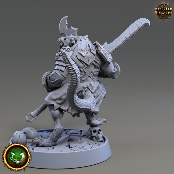 Wererat 2handed Weapon, Ratfolk, Ratman |Resin| Dungeons and Dragons 5e | 28mm,32mm,54m,75mm Scales | Pathfinder D&amp;D | Daybreak Miniatures