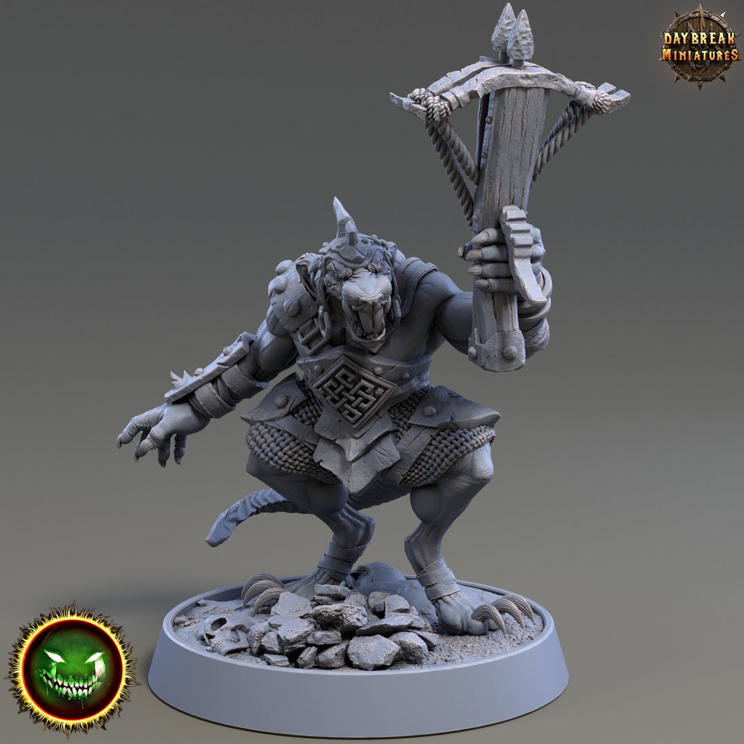 Wererat Crossbow Expert, Ratfolk, Ratman |Resin| Dungeons and Dragons 5e | 28mm,32mm,54m,75mm Scales | Pathfinder D&D | Daybreak Miniatures