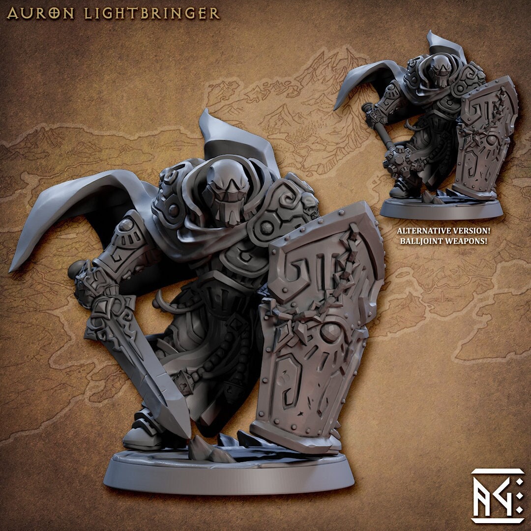 Warforged Paladin, Fighter , Cleric PC NPC Sword or Mace | 28mm, 32mm, 75mm Scale Resin | Dungeons and Dragons | Auron | Artisan Guild