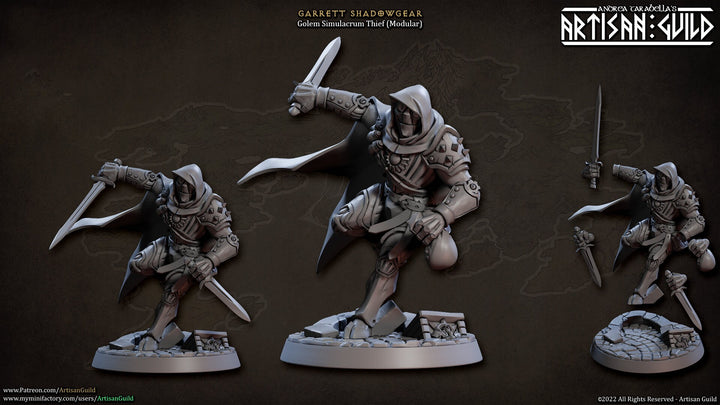 Warforged Rogue, Thief , Assassin, Ranger PC NPC | 28mm, 32mm, 75mm Scale Resin | Dungeons and Dragons | Auron | Artisan Guild