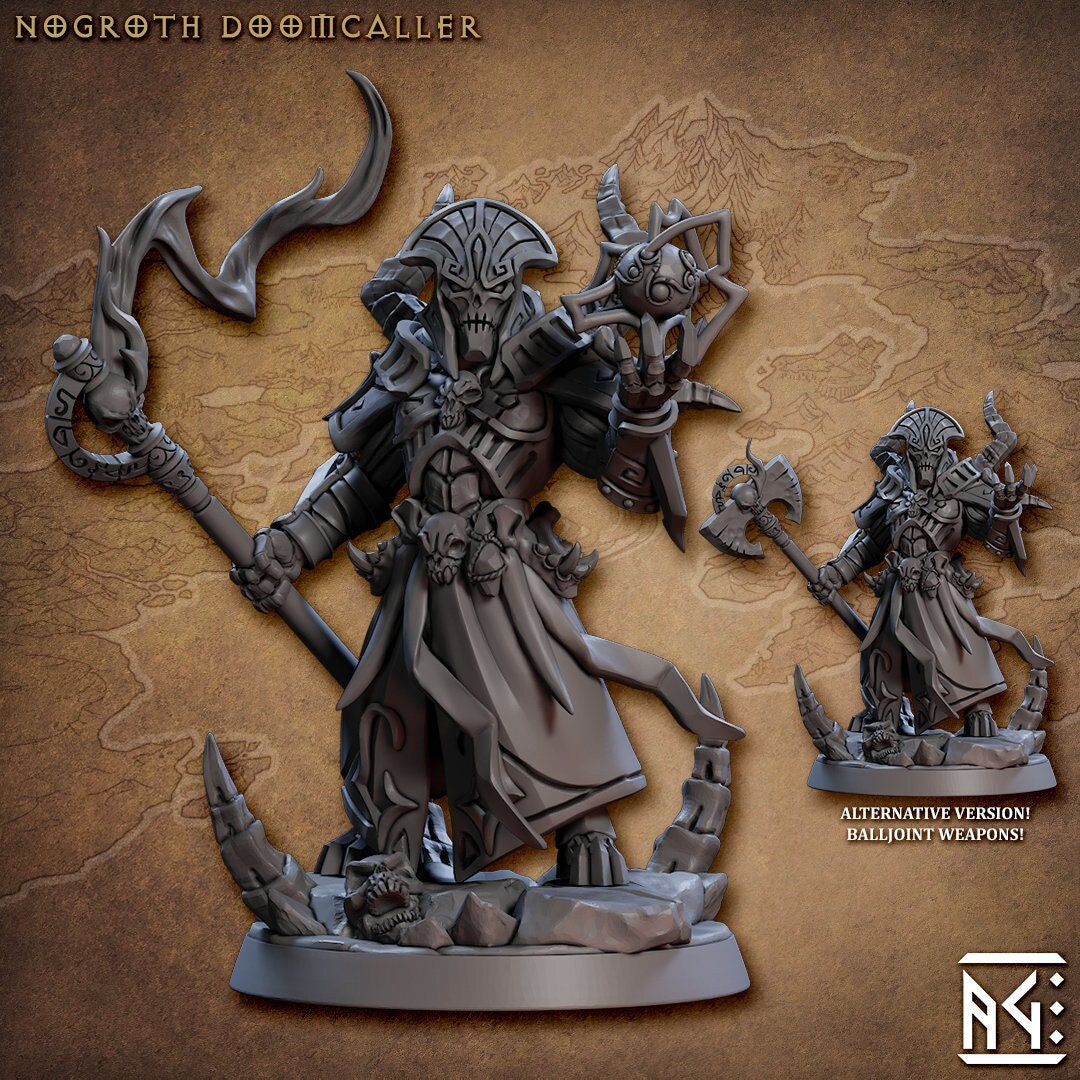 Warforged Necromancer, Wizard PC NPC | 28mm, 32mm, 75mm Scale Resin | Dungeons and Dragons | Nogroth Doomcaller | Artisan Guild