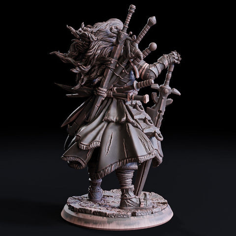 Fighter Battle Master. Sword Collector | D and D 28mm, 32mm,54mm, 75mm, 100mm Scales also 160mm Statue |Pathfinder |Unpainted Flesh of Gods