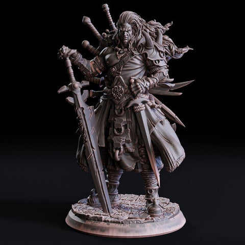 Fighter Battle Master. Sword Collector | D and D 28mm, 32mm,54mm, 75mm, 100mm Scales also 160mm Statue |Pathfinder |Unpainted Flesh of Gods