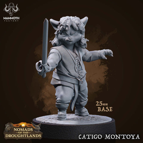 Young Tabaxi Fighter, Rogue, Swashbuckler- Werepanther, Werecat, Catfolk | 28mm, 32mm, 75mm Scale | Dungeons and Dragons | Pathfinder |