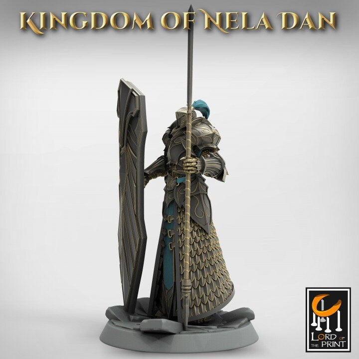 High Elf Praetaorian Spear and Shield , Moon Elf, Eladrin Unpainted | 28mm, 32mm,54mm,75mm Scales | Dungeons and Dragons | Pathfinder |