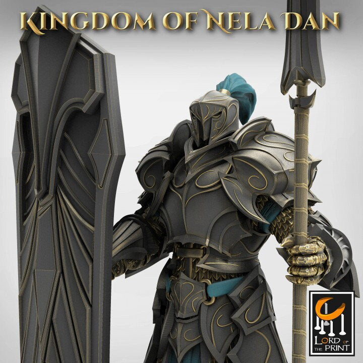 High Elf Praetaorian Spear and Shield , Moon Elf, Eladrin Unpainted | 28mm, 32mm,54mm,75mm Scales | Dungeons and Dragons | Pathfinder |