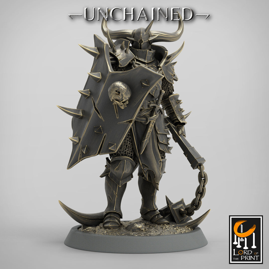 Fighter Flail, Light Soldier, Oathbreaker Paladin, Unpainted Miniature | 28mm, 32mm,54mm,75mm Scales | Dungeons and Dragons | Pathfinder |