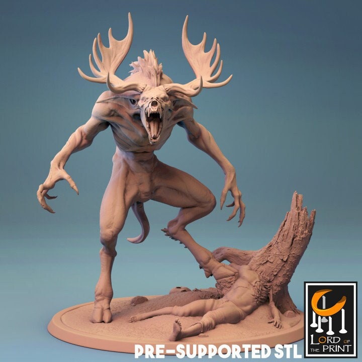 Wendigo Fey Flesh Eater Monstrosity | 70mm tall | 28mm,32mm, 75mm scale | Miniature | Dungeons and Dragons | Clay Cyanide |
