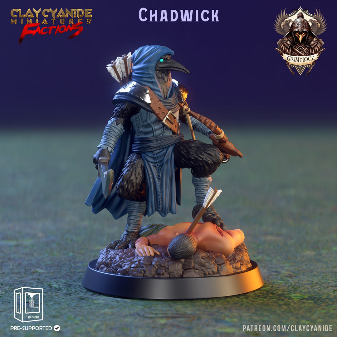 Kenku, Raven Folk Aarakocra Fighter Ranger Paladin Cleric| 28mm, 32mm,54mm,75mm Scale Resin Miniature | Dungeons and Dragons | Clay Cyanide