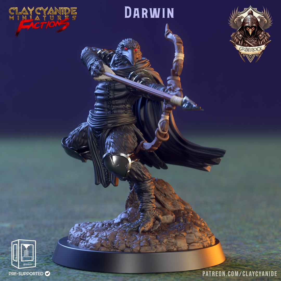 Kenku, Raven Folk Aarakocra Fighter Ranger Paladin Cleric| 28mm, 32mm,54mm,75mm Scale Resin Miniature | Dungeons and Dragons | Clay Cyanide